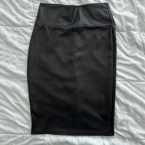 Faux Leather Classic Black Pencil Skirt